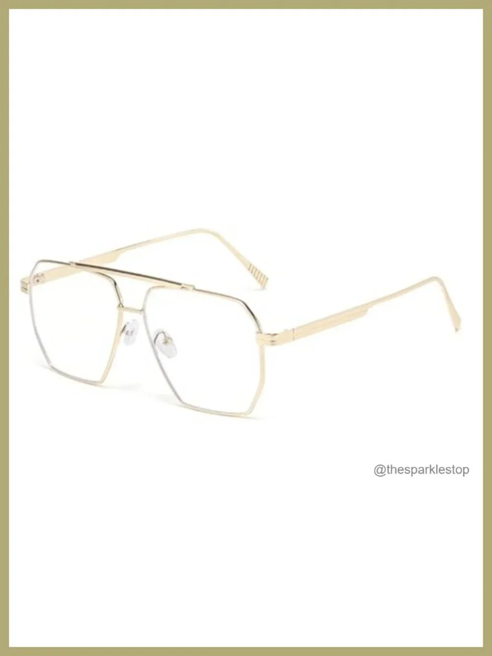 Retro Oversized Square Sunglasses UV400 Protection Metal Frame